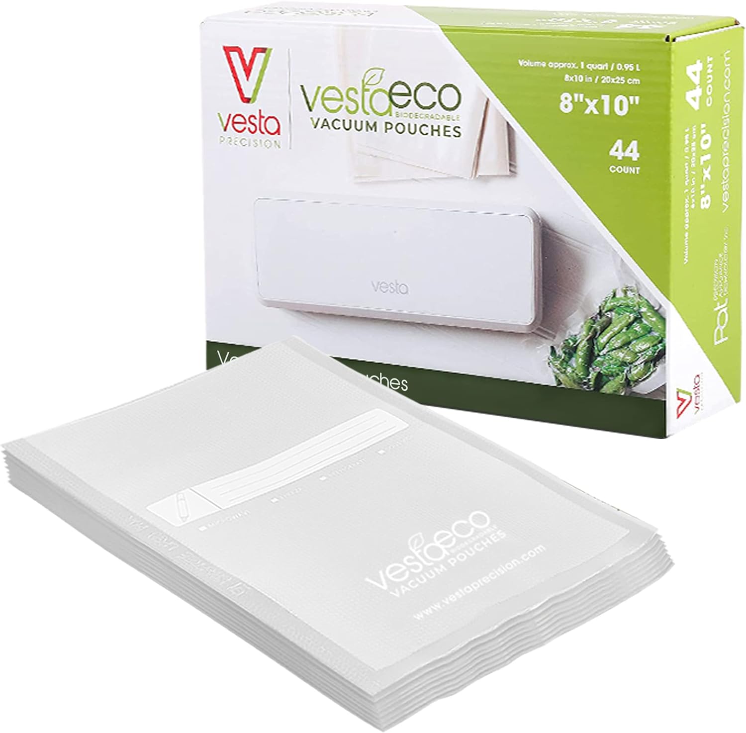 VestaEco Compostable Vacuum Seal Pouches Embossed Vesta Precision