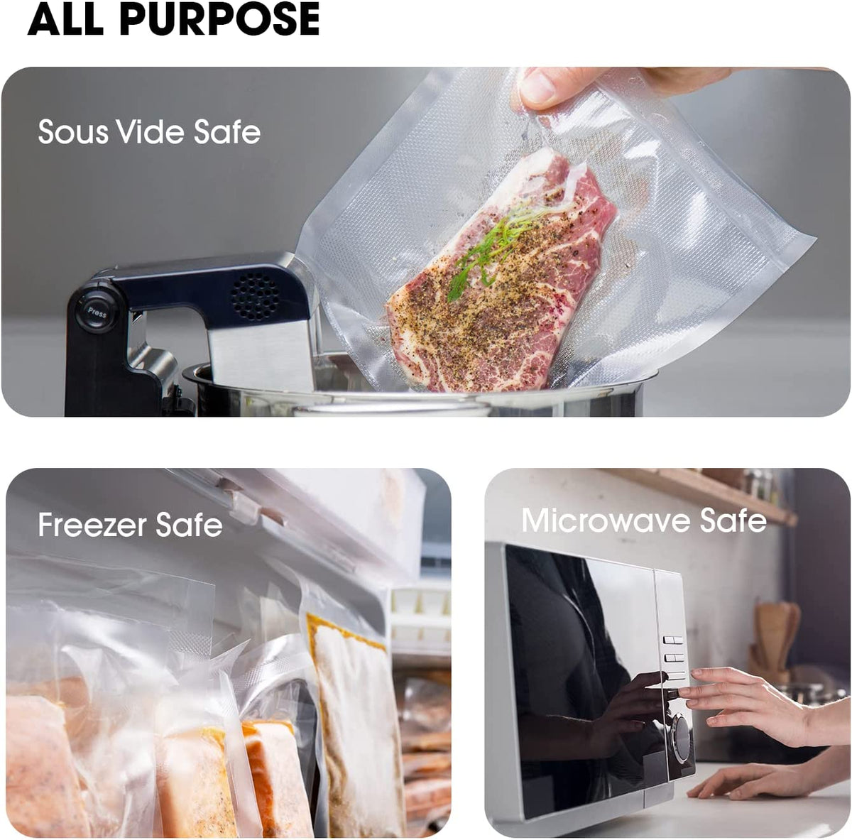 KitchenBoss 6 Pack Vacuum Sealer Rolls Bag - VeSync Store