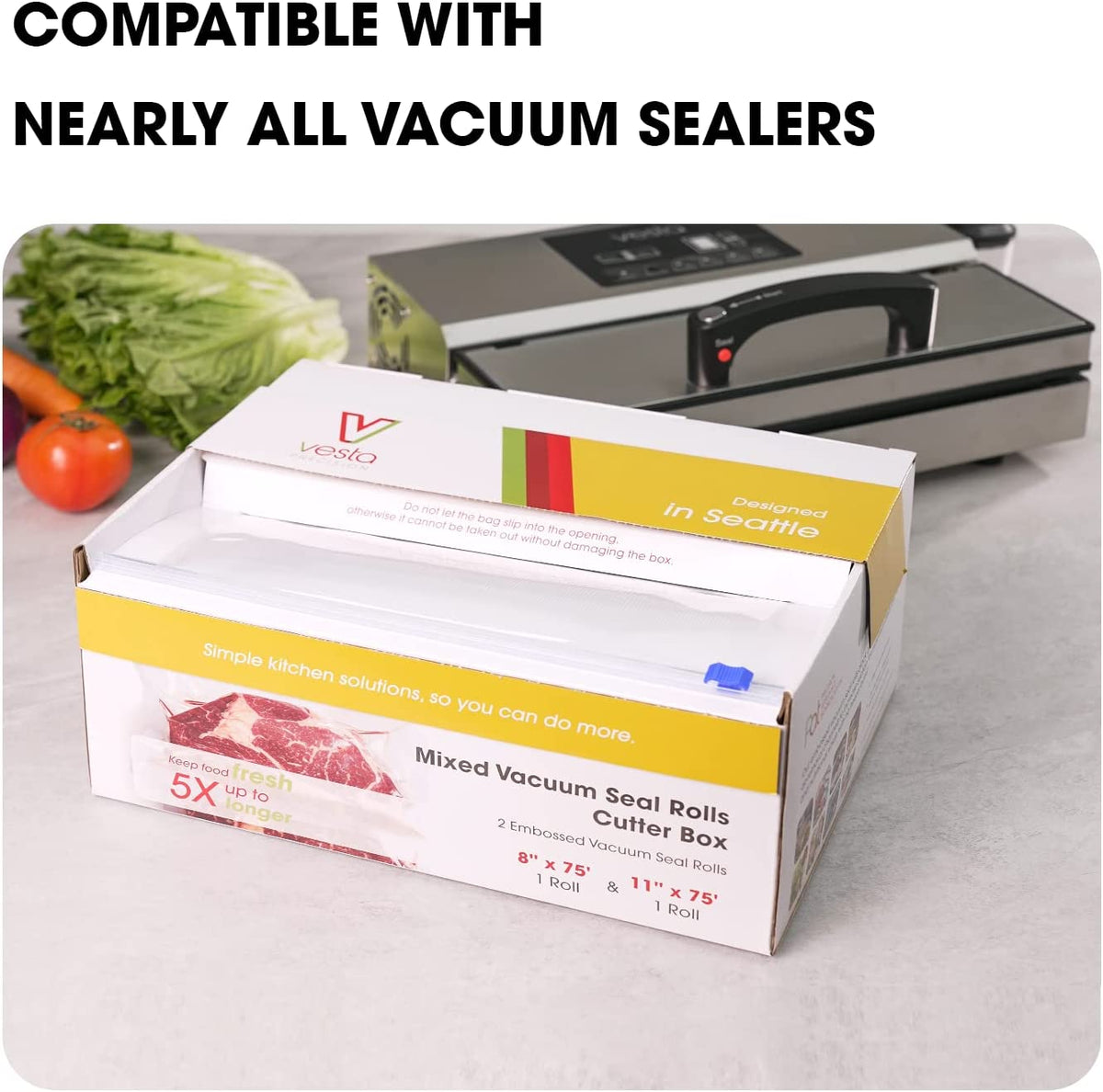 Vacuum Seal Rolls with Cutter Box Medium - 8x150