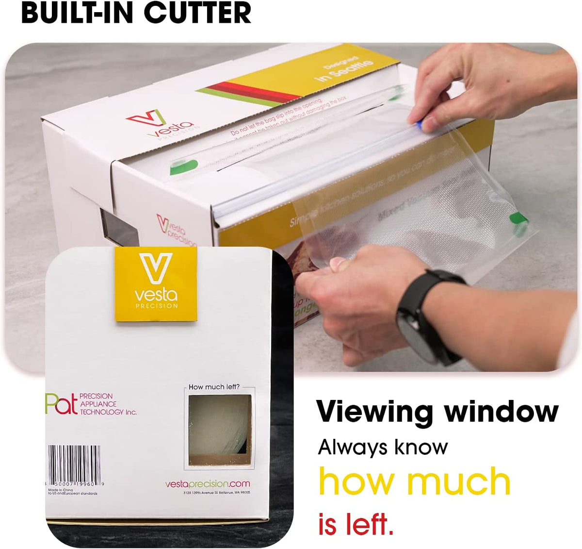 Wevac 11”x150' Food Vacuum Seal Roll Keeper with Cutter Ideal Vacuum Sealer  Bags