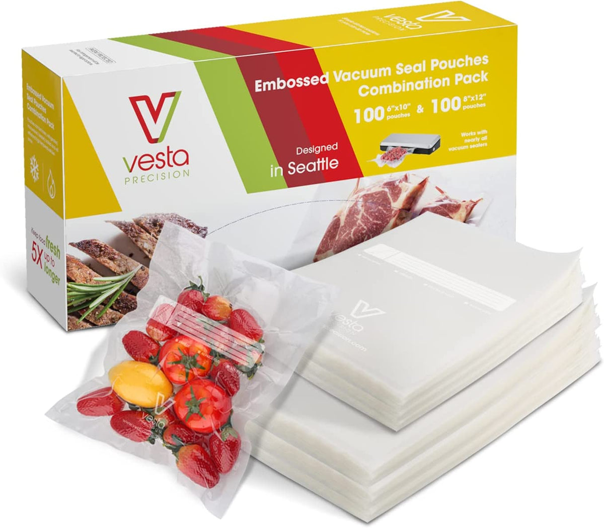 Vacuum Seal Bags - 100 count of 6x10 and 8x12 each