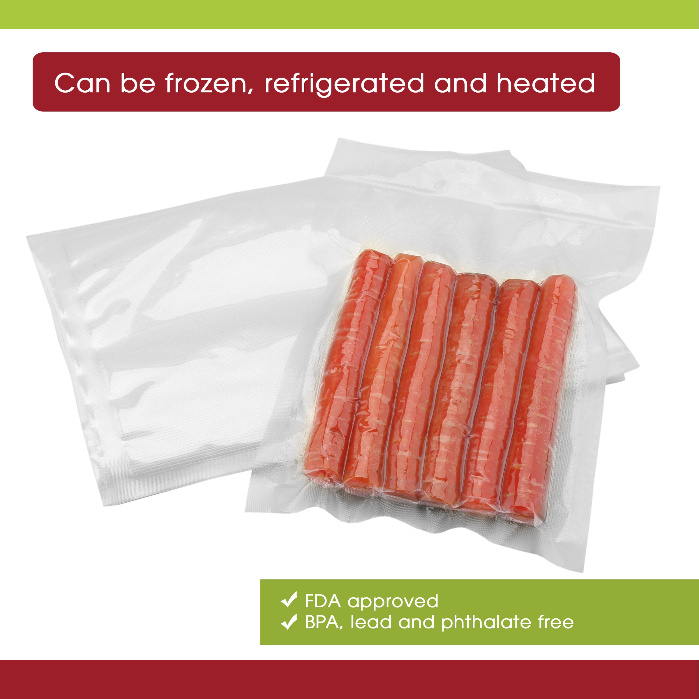 100-8x12 Bags Food Magic Seal for Vacuum Sealer Food Storage bags! Great Size: 8 in