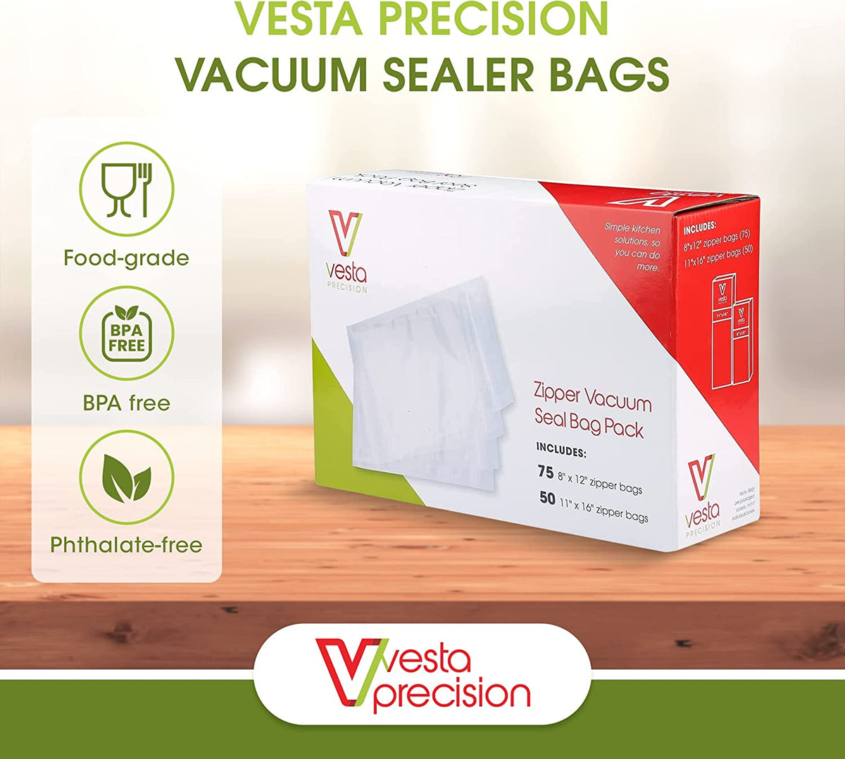 Vacuum Seal Bags, Zippered, Gal., 12-Ct.