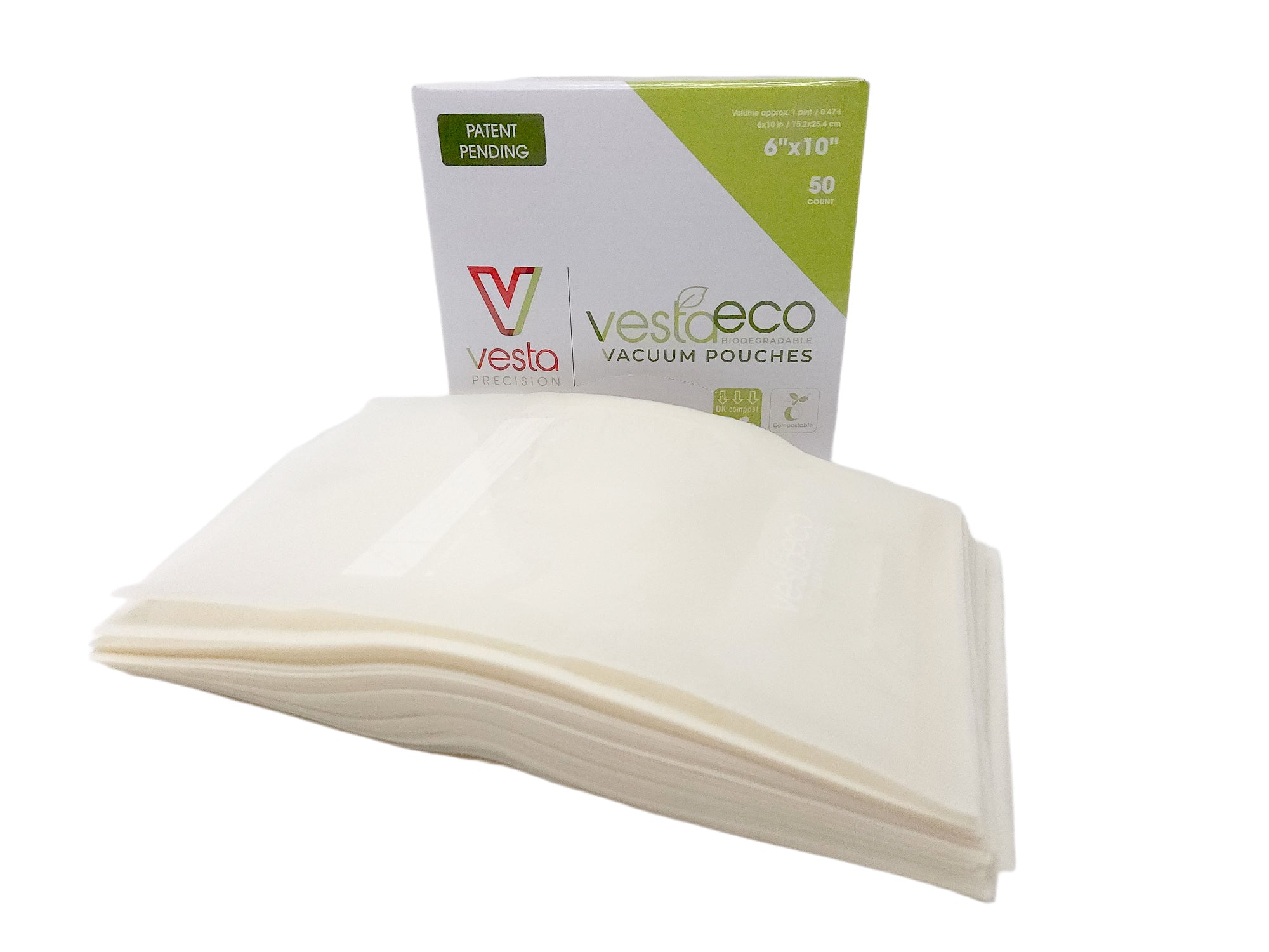 VestaEco Compostable Vacuum Seal Pouches Embossed