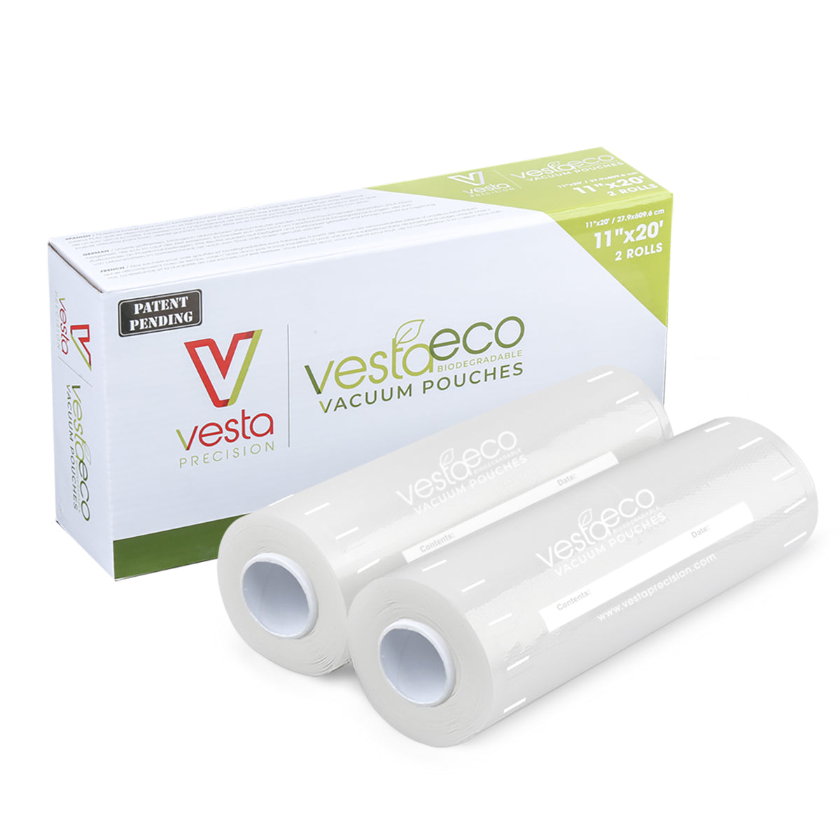 VestaEco Compostable Vacuum Seal Pouches - Flat - 10 inchx13 inch - 50/Box, Size: 10x13 (Gallon), Clear
