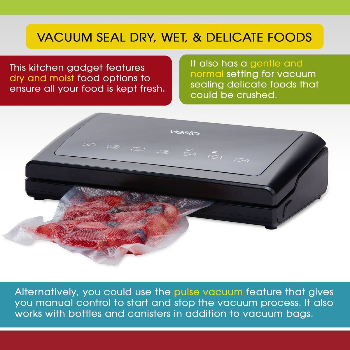 Vacuum Sealer Machine for Food Saver, Dry/Meat/Soft Food Vacuum Sealer  Machine, Compact Design Easy Operate Food Sealer Vacuum Sealer Vaccum  Sealer