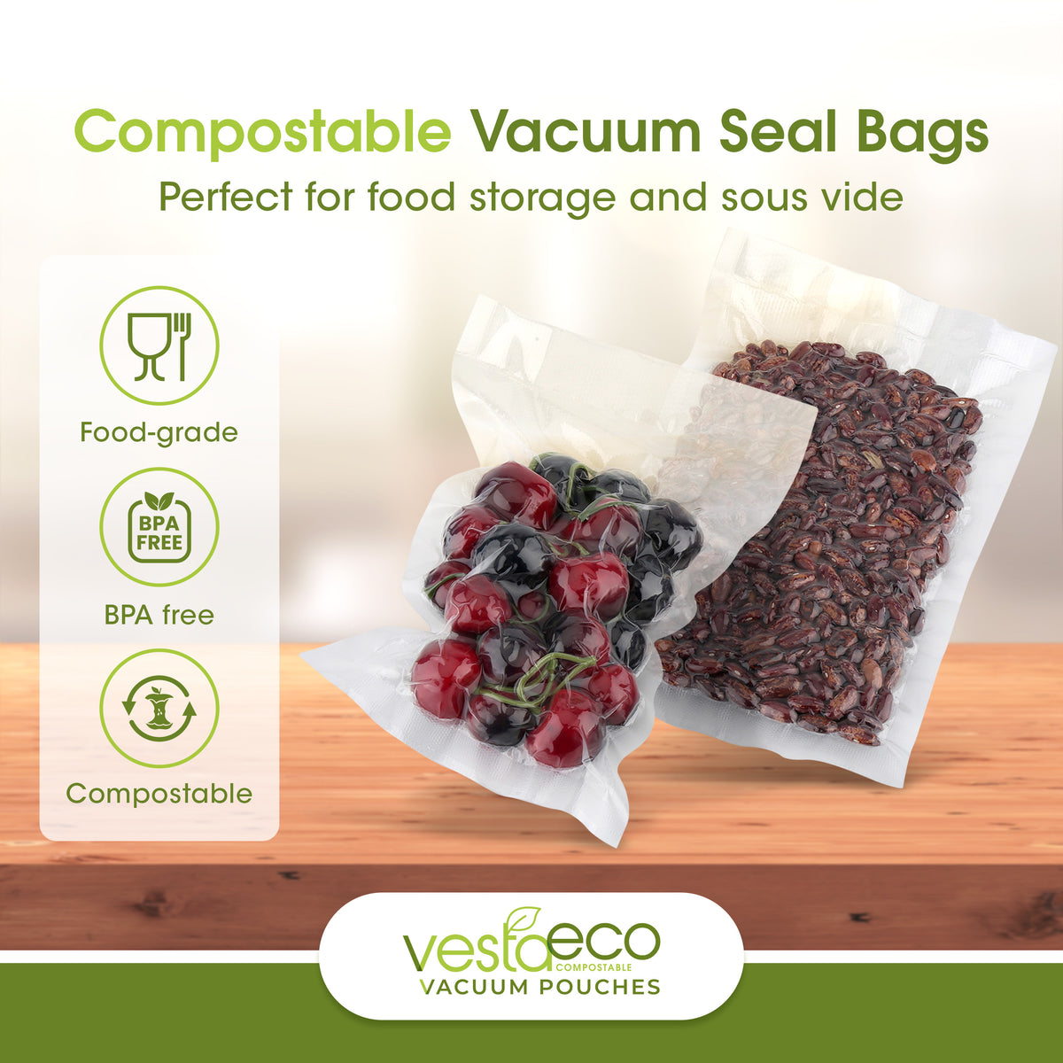 GreenVac Performance - Recyclable and Microwave & Oven-Safe Vacuum Seal Bags  – Rosendale Collective Shop